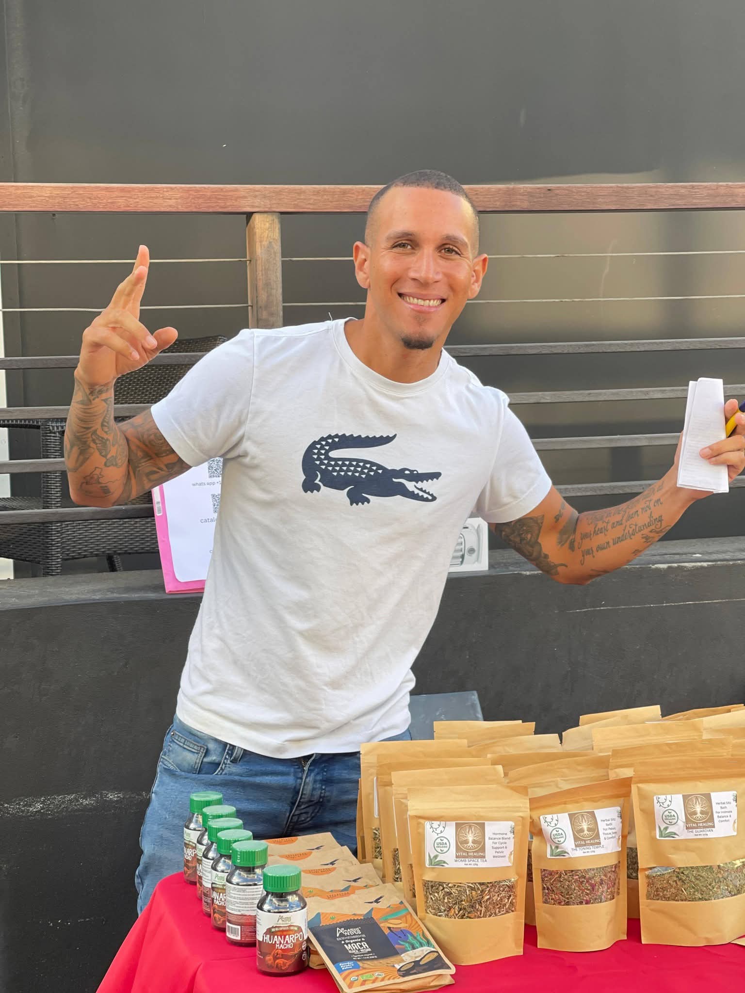 Kenan L'homme at his Vital Healing SXM stand